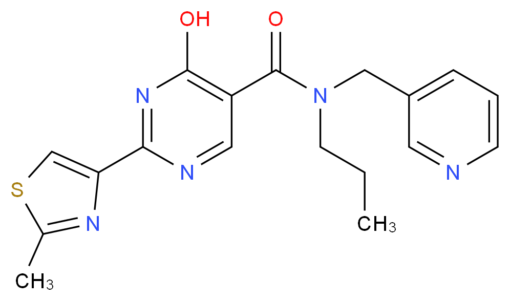 4-hydroxy-2-(2-methyl-1,3-thiazol-4-yl)-N-propyl-N-(pyridin-3-ylmethyl)pyrimidine-5-carboxamide_分子结构_CAS_)