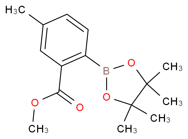 methyl 5-methyl-2-(tetramethyl-1,3,2-dioxaborolan-2-yl)benzoate_分子结构_CAS_1088994-18-6