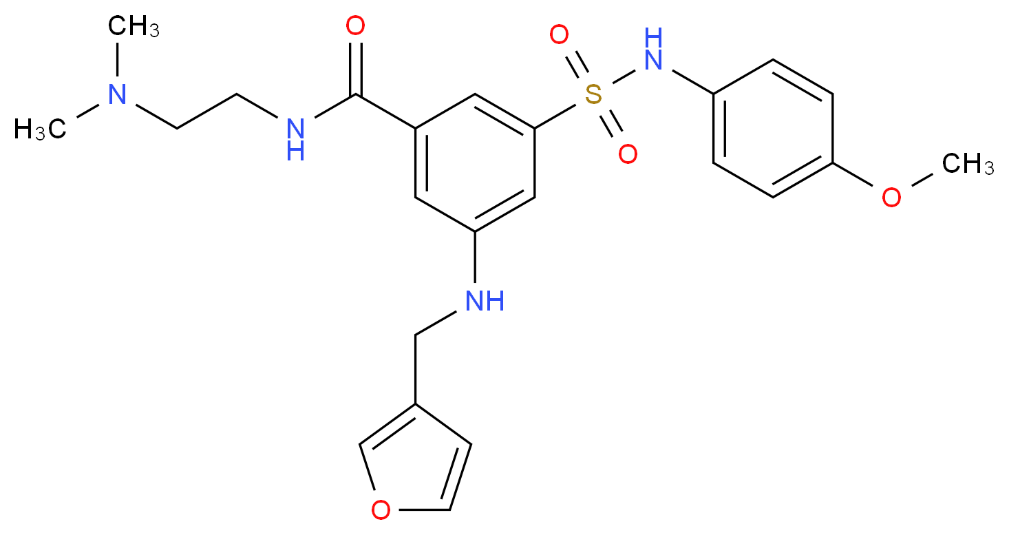 N-[2-(dimethylamino)ethyl]-3-[(3-furylmethyl)amino]-5-{[(4-methoxyphenyl)amino]sulfonyl}benzamide_分子结构_CAS_)