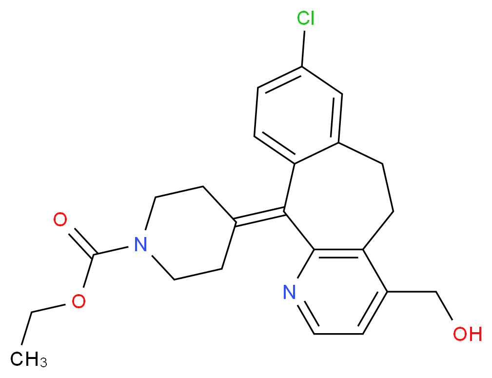 ethyl 4-[13-chloro-7-(hydroxymethyl)-4-azatricyclo[9.4.0.0<sup>3</sup>,<sup>8</sup>]pentadeca-1(11),3(8),4,6,12,14-hexaen-2-ylidene]piperidine-1-carboxylate_分子结构_CAS_609806-40-8