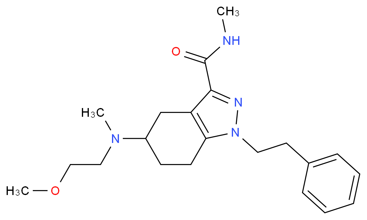 5-[(2-methoxyethyl)(methyl)amino]-N-methyl-1-(2-phenylethyl)-4,5,6,7-tetrahydro-1H-indazole-3-carboxamide_分子结构_CAS_)