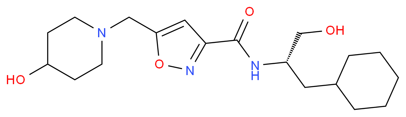 N-[(1S)-2-cyclohexyl-1-(hydroxymethyl)ethyl]-5-[(4-hydroxypiperidin-1-yl)methyl]isoxazole-3-carboxamide_分子结构_CAS_)