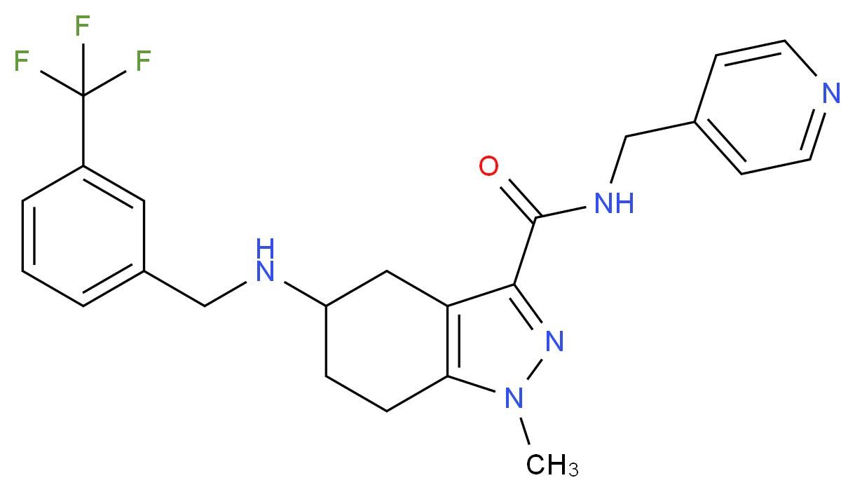 1-methyl-N-(4-pyridinylmethyl)-5-{[3-(trifluoromethyl)benzyl]amino}-4,5,6,7-tetrahydro-1H-indazole-3-carboxamide_分子结构_CAS_)