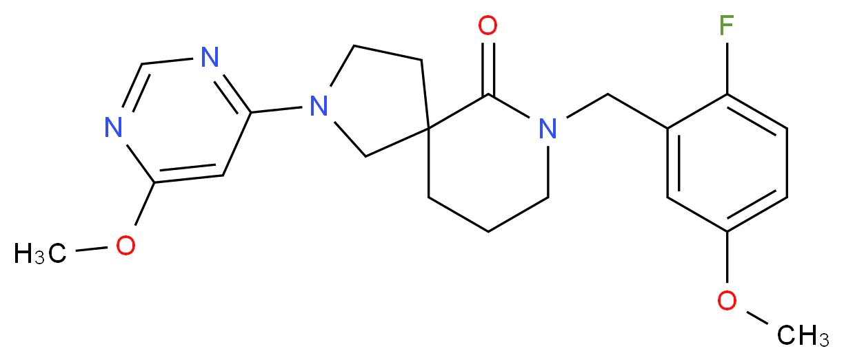 7-(2-fluoro-5-methoxybenzyl)-2-(6-methoxy-4-pyrimidinyl)-2,7-diazaspiro[4.5]decan-6-one_分子结构_CAS_)