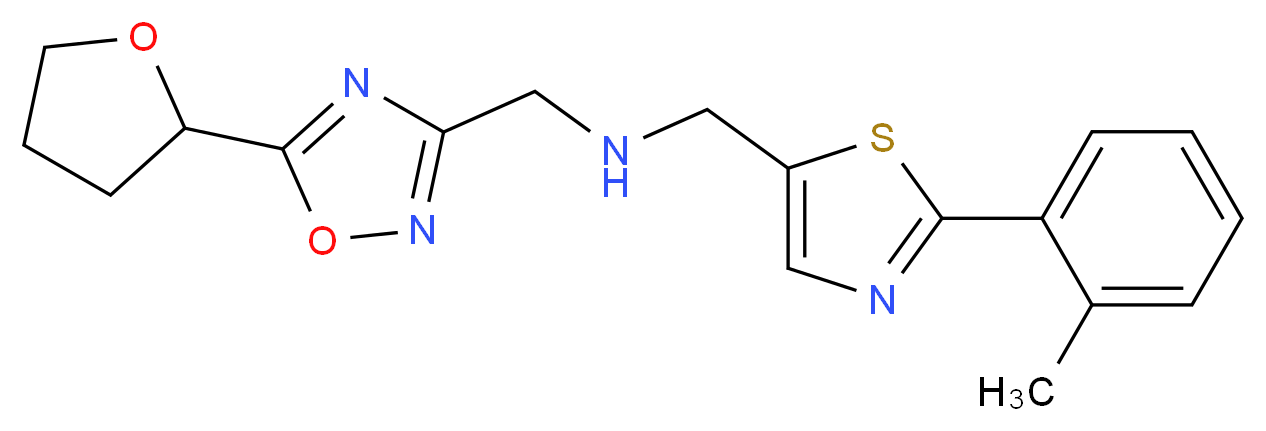 1-[2-(2-methylphenyl)-1,3-thiazol-5-yl]-N-{[5-(tetrahydrofuran-2-yl)-1,2,4-oxadiazol-3-yl]methyl}methanamine_分子结构_CAS_)