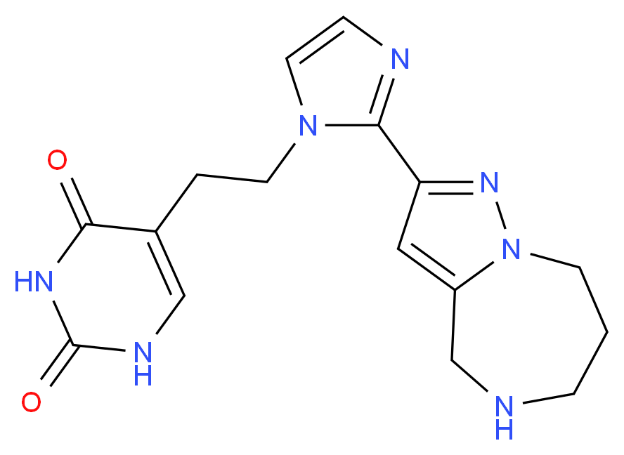 5-{2-[2-(5,6,7,8-tetrahydro-4H-pyrazolo[1,5-a][1,4]diazepin-2-yl)-1H-imidazol-1-yl]ethyl}-2,4(1H,3H)-pyrimidinedione_分子结构_CAS_)