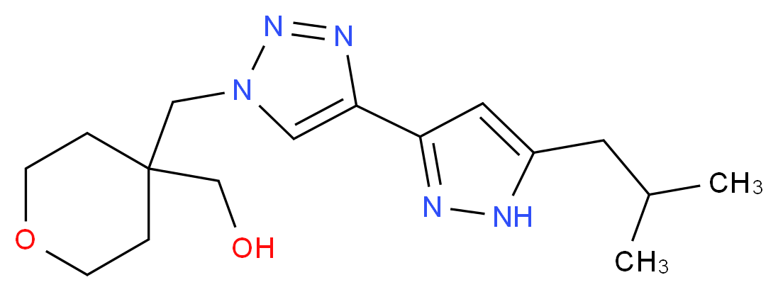 (4-{[4-(5-isobutyl-1H-pyrazol-3-yl)-1H-1,2,3-triazol-1-yl]methyl}tetrahydro-2H-pyran-4-yl)methanol_分子结构_CAS_)
