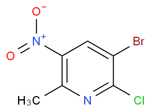 3-bromo-2-chloro-6-methyl-5-nitropyridine_分子结构_CAS_856834-95-2
