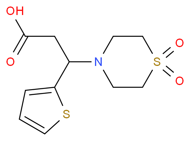 3-(1,1-Dioxo-1lambda~6~,4-thiazinan-4-yl)-3-(2-thienyl)propanoic acid_分子结构_CAS_)
