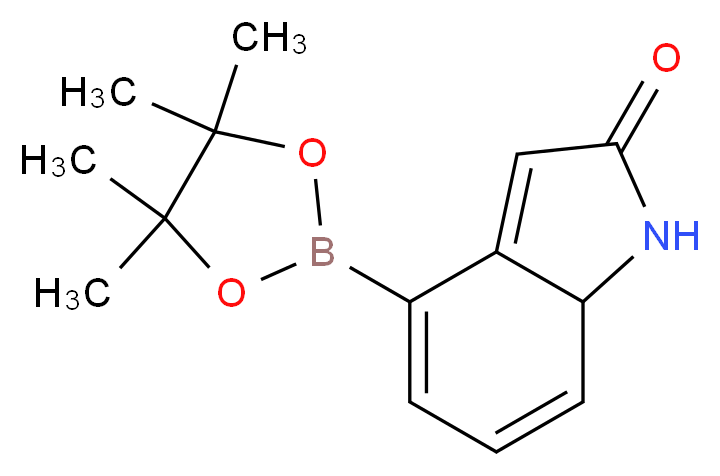 4-(4,4,5,5-Tetramethyl-1,3,2-dioxaborolan-2-yl)indolin-2-one_分子结构_CAS_1150271-44-5)