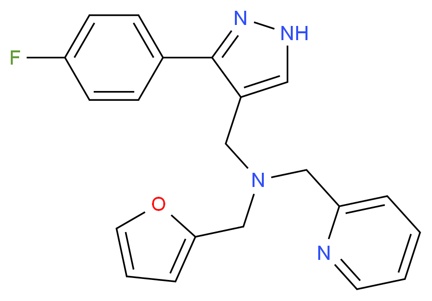 1-[3-(4-fluorophenyl)-1H-pyrazol-4-yl]-N-(2-furylmethyl)-N-(pyridin-2-ylmethyl)methanamine_分子结构_CAS_)