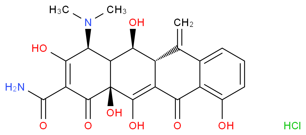 (4S,4aR,5S,5aR,12aS)-4-(dimethylamino)-3,5,10,12,12a-pentahydroxy-6-methylidene-1,11-dioxo-1,4,4a,5,5a,6,11,12a-octahydrotetracene-2-carboxamide hydrochloride_分子结构_CAS_3963-95-9