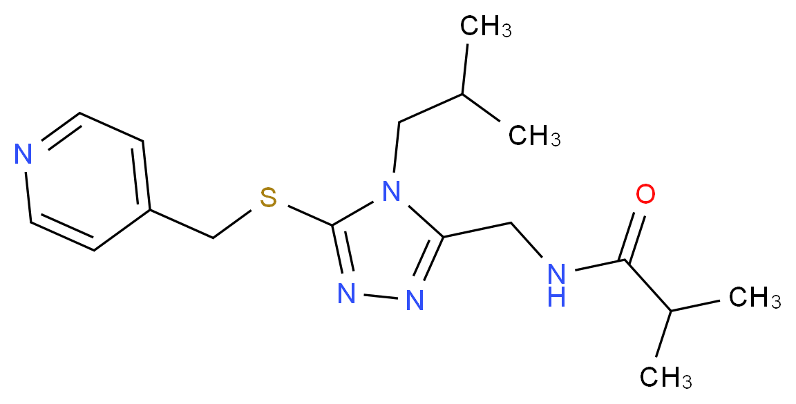 N-({4-isobutyl-5-[(4-pyridinylmethyl)thio]-4H-1,2,4-triazol-3-yl}methyl)-2-methylpropanamide_分子结构_CAS_)