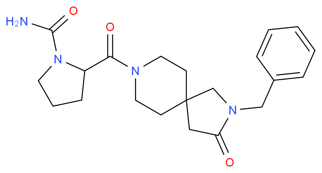 2-[(2-benzyl-3-oxo-2,8-diazaspiro[4.5]dec-8-yl)carbonyl]-1-pyrrolidinecarboxamide_分子结构_CAS_)