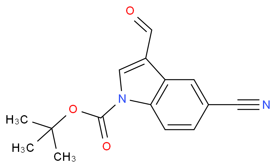 1-Boc-5-Cyano-3-formylindole_分子结构_CAS_914348-93-9)