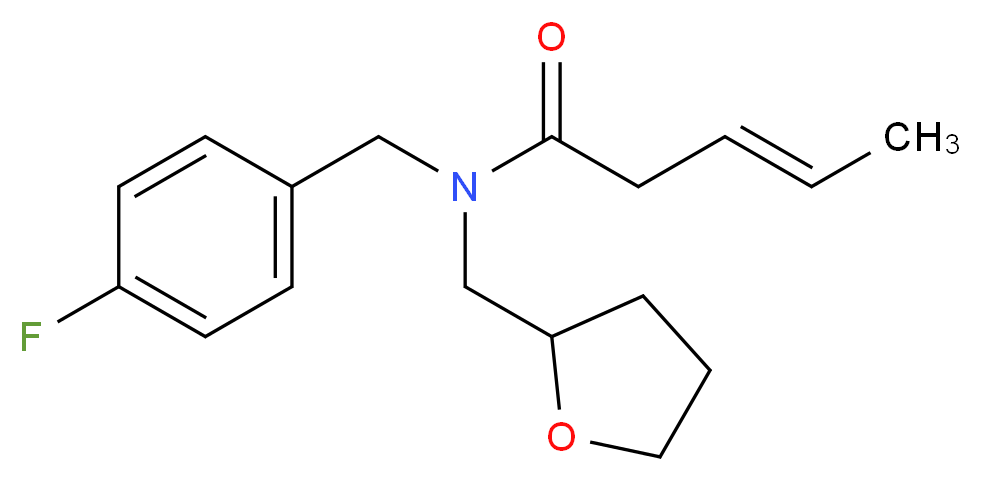 (3E)-N-(4-fluorobenzyl)-N-(tetrahydrofuran-2-ylmethyl)pent-3-enamide_分子结构_CAS_)
