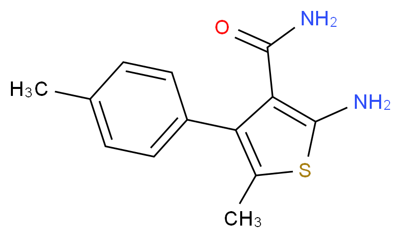 2-amino-5-methyl-4-(4-methylphenyl)thiophene-3-carboxamide_分子结构_CAS_438194-93-5