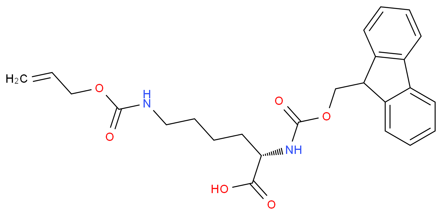 (2S)-2-{[(9H-fluoren-9-ylmethoxy)carbonyl]amino}-6-{[(prop-2-en-1-yloxy)carbonyl]amino}hexanoic acid_分子结构_CAS_146982-27-6