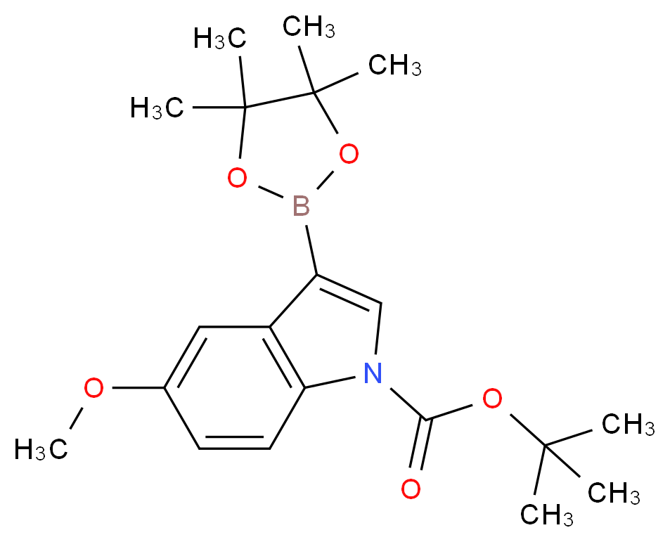 tert-butyl 5-methoxy-3-(tetramethyl-1,3,2-dioxaborolan-2-yl)-1H-indole-1-carboxylate_分子结构_CAS_1256359-99-5