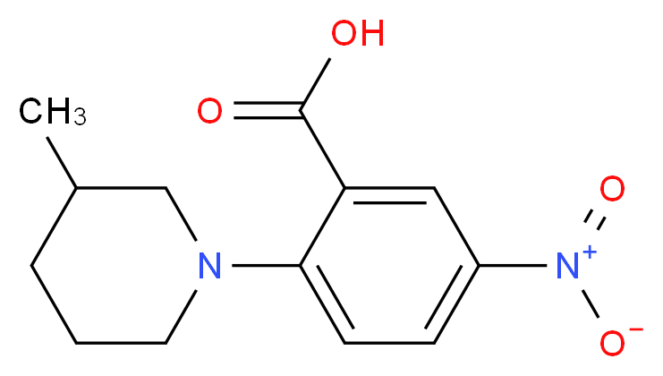 2-(3-Methylpiperidin-1-yl)-5-nitrobenzoic acid_分子结构_CAS_)