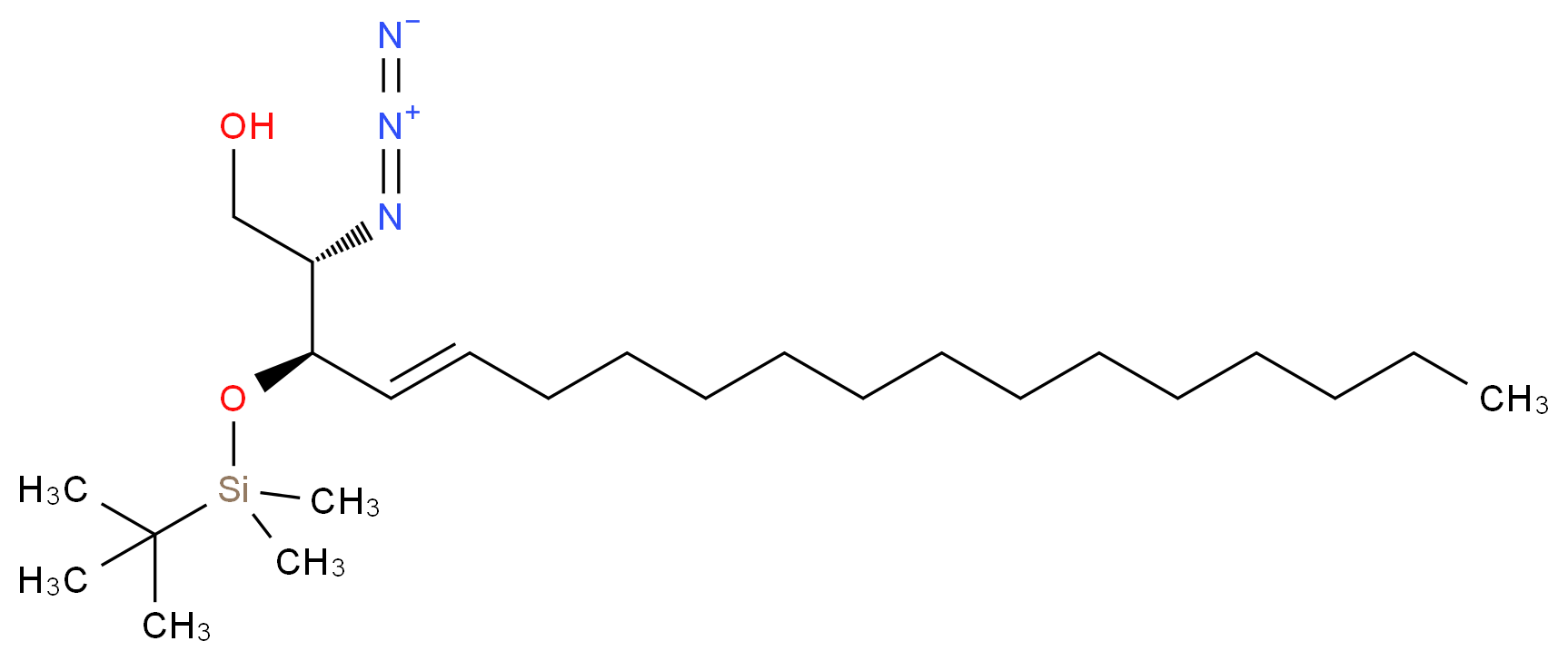 (2S,3R,4E)-2-azido-3-[(tert-butyldimethylsilyl)oxy]octadec-4-en-1-ol_分子结构_CAS_114299-64-8