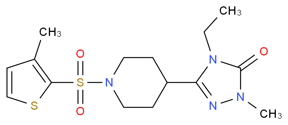4-ethyl-2-methyl-5-{1-[(3-methyl-2-thienyl)sulfonyl]piperidin-4-yl}-2,4-dihydro-3H-1,2,4-triazol-3-one_分子结构_CAS_)