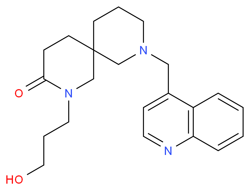 2-(3-hydroxypropyl)-8-(4-quinolinylmethyl)-2,8-diazaspiro[5.5]undecan-3-one_分子结构_CAS_)