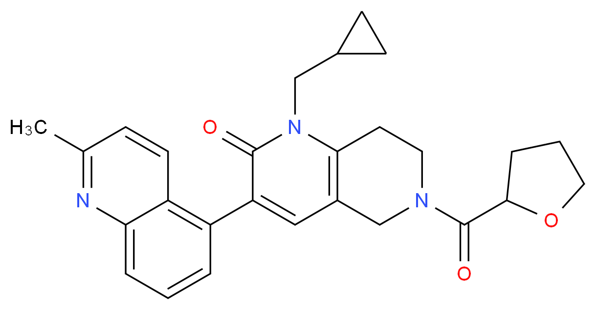 1-(cyclopropylmethyl)-3-(2-methyl-5-quinolinyl)-6-(tetrahydro-2-furanylcarbonyl)-5,6,7,8-tetrahydro-1,6-naphthyridin-2(1H)-one_分子结构_CAS_)