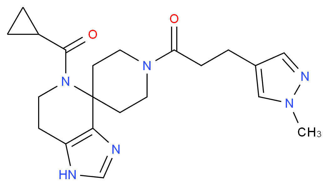 5-(cyclopropylcarbonyl)-1'-[3-(1-methyl-1H-pyrazol-4-yl)propanoyl]-1,5,6,7-tetrahydrospiro[imidazo[4,5-c]pyridine-4,4'-piperidine]_分子结构_CAS_)