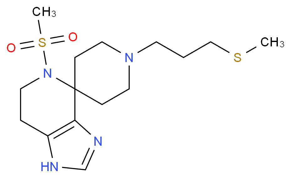 5-(methylsulfonyl)-1'-[3-(methylthio)propyl]-1,5,6,7-tetrahydrospiro[imidazo[4,5-c]pyridine-4,4'-piperidine]_分子结构_CAS_)