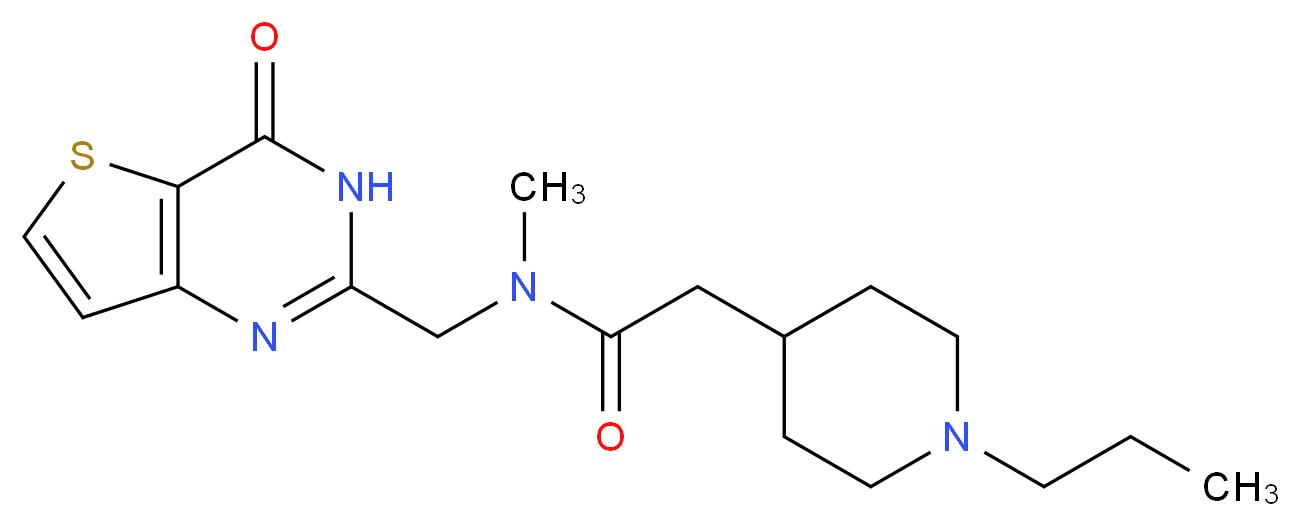 N-methyl-N-[(4-oxo-3,4-dihydrothieno[3,2-d]pyrimidin-2-yl)methyl]-2-(1-propylpiperidin-4-yl)acetamide_分子结构_CAS_)
