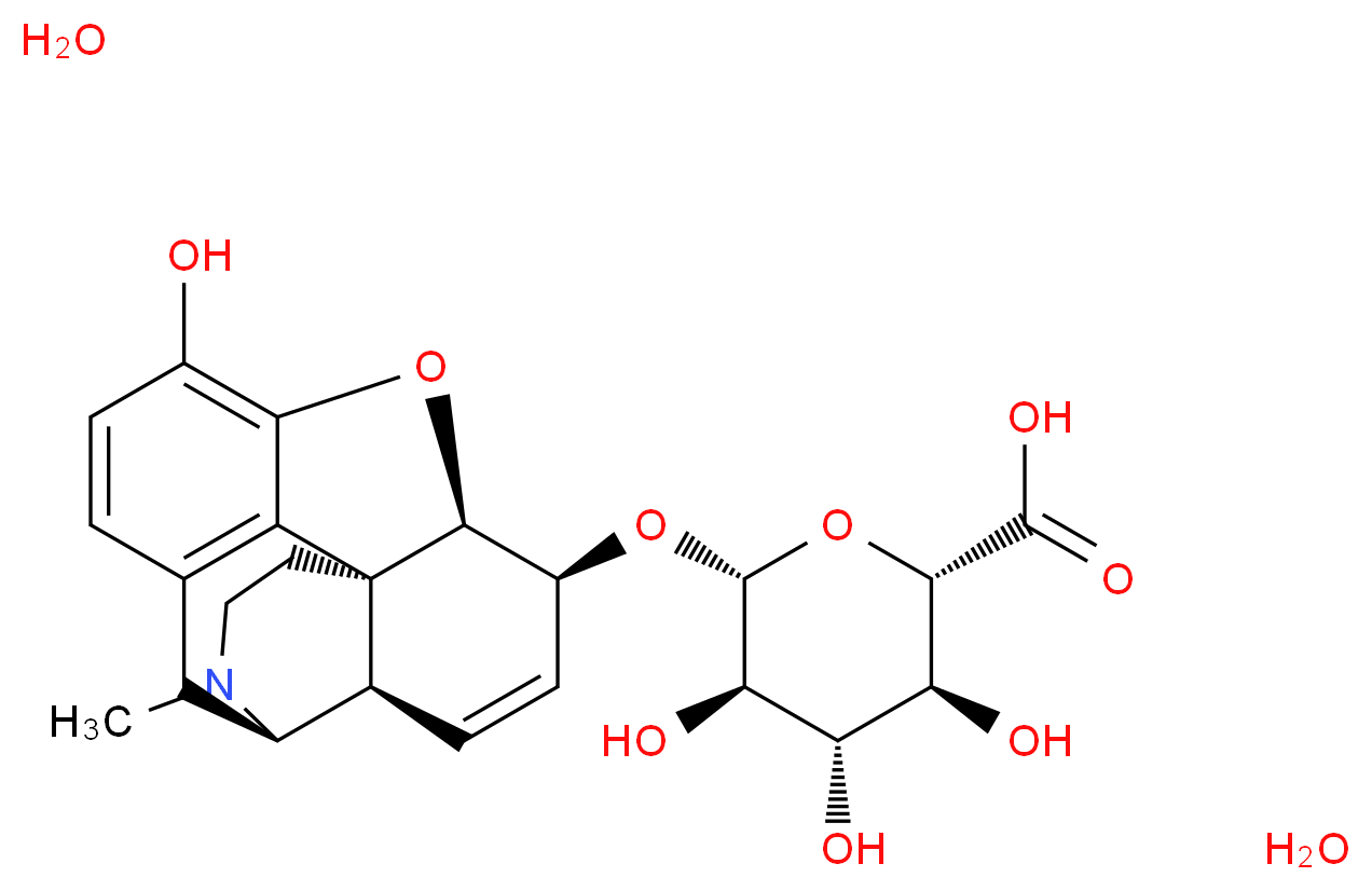 (2S,3S,4S,5R,6R)-3,4,5-trihydroxy-6-{[(1S,5R,13R,14S,17R)-10-hydroxy-4-methyl-12-oxa-4-azapentacyclo[9.6.1.0<sup>1</sup>,<sup>1</sup><sup>3</sup>.0<sup>5</sup>,<sup>1</sup><sup>7</sup>.0<sup>7</sup>,<sup>1</sup><sup>8</sup>]octadeca-7(18),8,10,15-tetraen-14-yl]oxy}oxane-2-carboxylic acid dihydrate_分子结构_CAS_20290-10-2