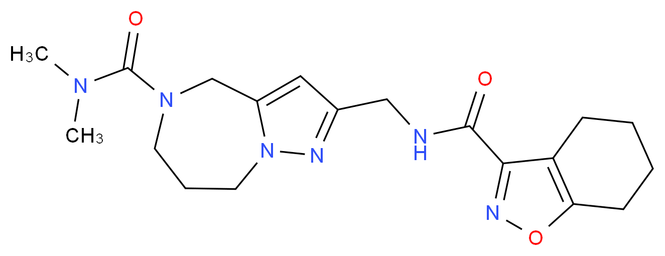 N,N-dimethyl-2-{[(4,5,6,7-tetrahydro-1,2-benzisoxazol-3-ylcarbonyl)amino]methyl}-7,8-dihydro-4H-pyrazolo[1,5-a][1,4]diazepine-5(6H)-carboxamide_分子结构_CAS_)
