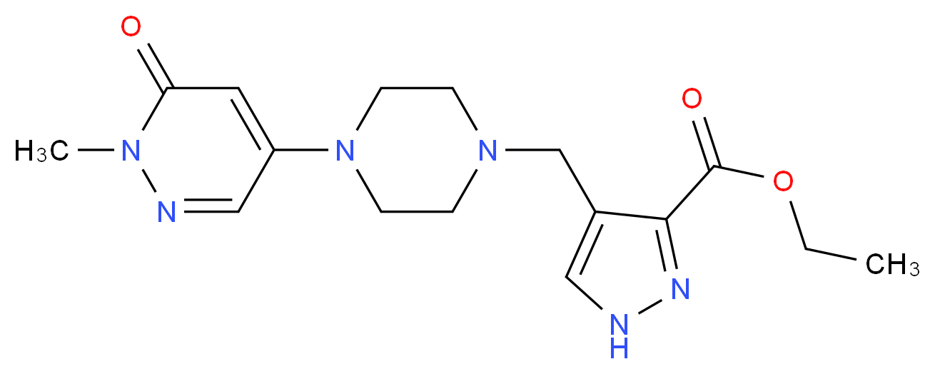 ethyl 4-{[4-(1-methyl-6-oxo-1,6-dihydro-4-pyridazinyl)-1-piperazinyl]methyl}-1H-pyrazole-3-carboxylate_分子结构_CAS_)