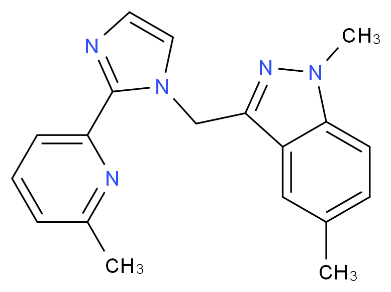 1,5-dimethyl-3-{[2-(6-methylpyridin-2-yl)-1H-imidazol-1-yl]methyl}-1H-indazole_分子结构_CAS_)