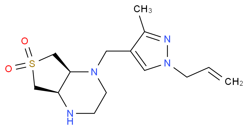 (4aR*,7aS*)-1-[(1-allyl-3-methyl-1H-pyrazol-4-yl)methyl]octahydrothieno[3,4-b]pyrazine 6,6-dioxide_分子结构_CAS_)