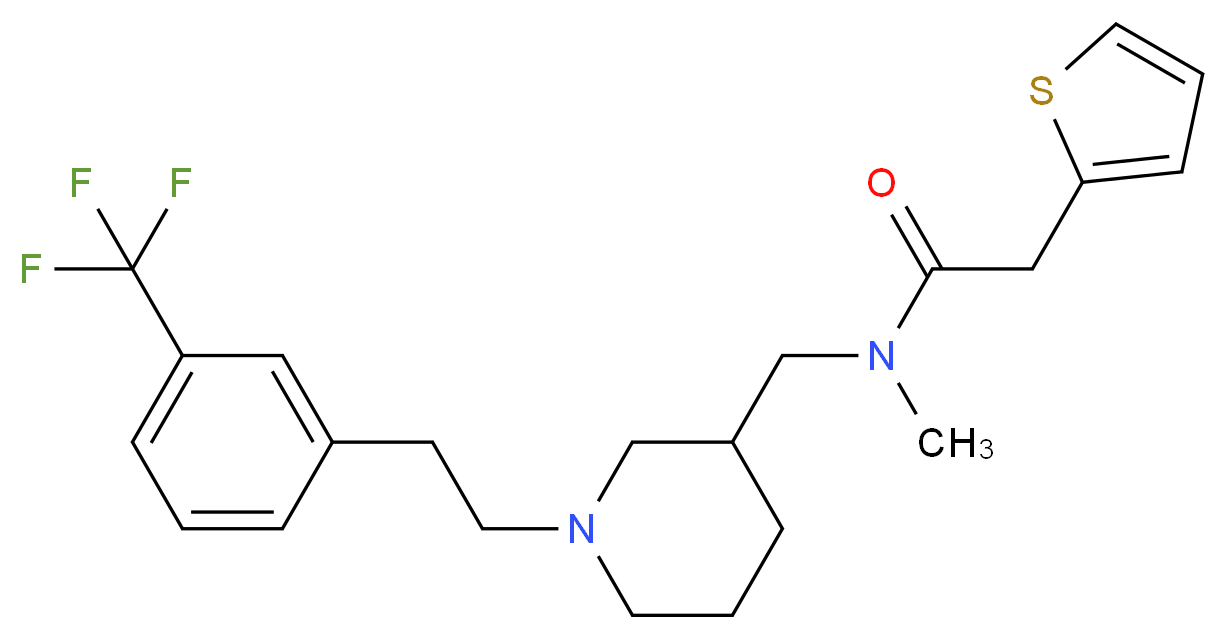 N-methyl-2-(2-thienyl)-N-[(1-{2-[3-(trifluoromethyl)phenyl]ethyl}-3-piperidinyl)methyl]acetamide_分子结构_CAS_)