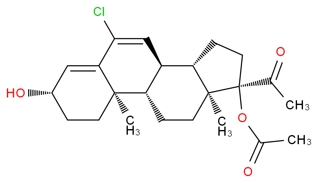 (1S,2R,5S,10R,11S,14R,15S)-14-acetyl-8-chloro-5-hydroxy-2,15-dimethyltetracyclo[8.7.0.0<sup>2</sup>,<sup>7</sup>.0<sup>1</sup><sup>1</sup>,<sup>1</sup><sup>5</sup>]heptadeca-6,8-dien-14-yl acetate_分子结构_CAS_3114-44-1