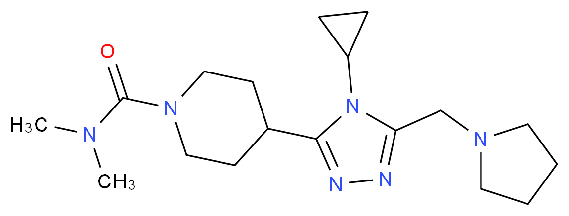 4-[4-cyclopropyl-5-(pyrrolidin-1-ylmethyl)-4H-1,2,4-triazol-3-yl]-N,N-dimethylpiperidine-1-carboxamide_分子结构_CAS_)