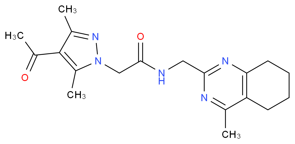 2-(4-acetyl-3,5-dimethyl-1H-pyrazol-1-yl)-N-[(4-methyl-5,6,7,8-tetrahydroquinazolin-2-yl)methyl]acetamide_分子结构_CAS_)