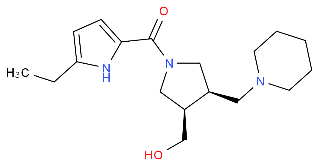 [(3R*,4R*)-1-[(5-ethyl-1H-pyrrol-2-yl)carbonyl]-4-(piperidin-1-ylmethyl)pyrrolidin-3-yl]methanol_分子结构_CAS_)