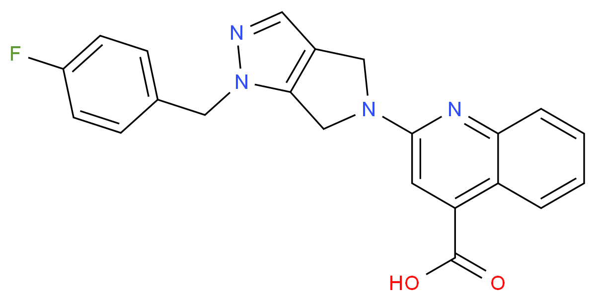 2-[1-(4-fluorobenzyl)-4,6-dihydropyrrolo[3,4-c]pyrazol-5(1H)-yl]quinoline-4-carboxylic acid_分子结构_CAS_)