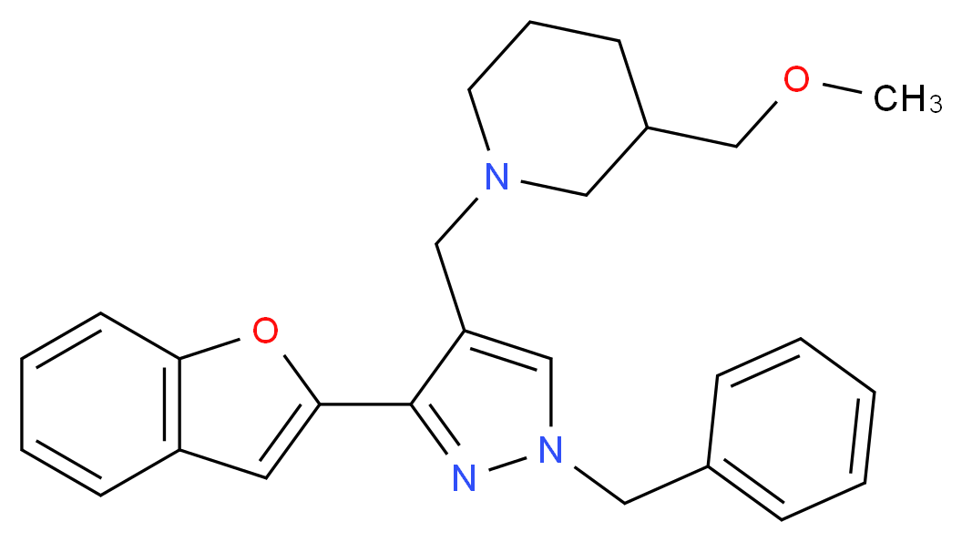 1-{[3-(1-benzofuran-2-yl)-1-benzyl-1H-pyrazol-4-yl]methyl}-3-(methoxymethyl)piperidine_分子结构_CAS_)