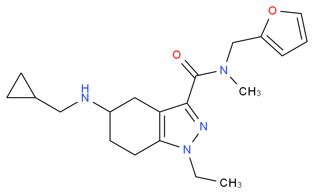 5-[(cyclopropylmethyl)amino]-1-ethyl-N-(2-furylmethyl)-N-methyl-4,5,6,7-tetrahydro-1H-indazole-3-carboxamide_分子结构_CAS_)