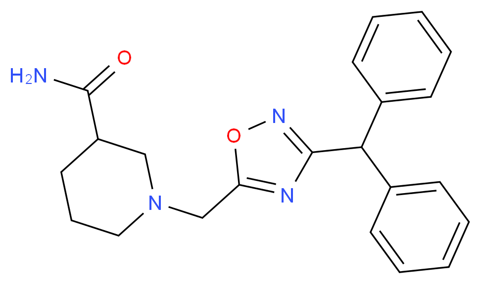 1-{[3-(diphenylmethyl)-1,2,4-oxadiazol-5-yl]methyl}-3-piperidinecarboxamide_分子结构_CAS_)