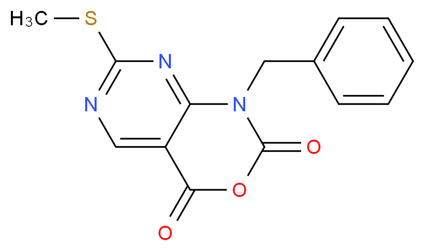 1-Benzyl-7-(methylthio)-1H-pyrimido-[4,5-d][1,3]oxazine-2,4-dione_分子结构_CAS_686267-35-6)