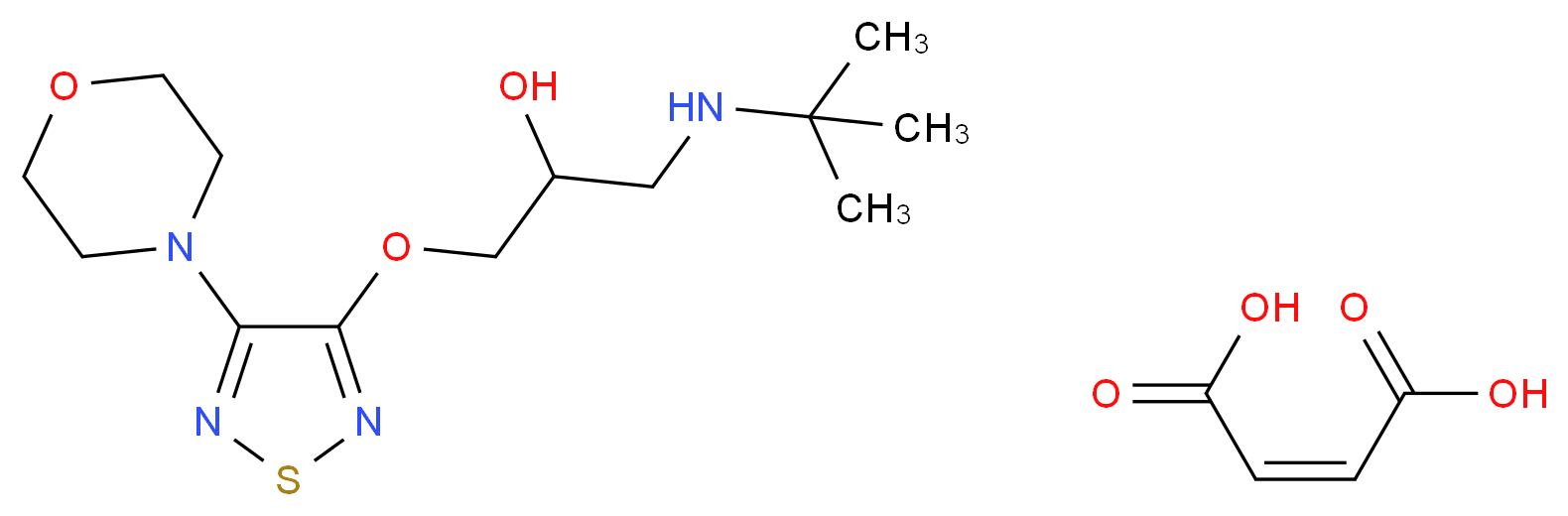 (2Z)-but-2-enedioic acid; tert-butyl(2-hydroxy-3-{[4-(morpholin-4-yl)-1,2,5-thiadiazol-3-yl]oxy}propyl)amine_分子结构_CAS_57073-55-9
