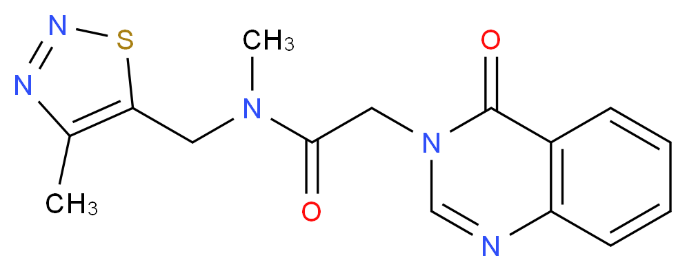 N-methyl-N-[(4-methyl-1,2,3-thiadiazol-5-yl)methyl]-2-(4-oxo-3(4H)-quinazolinyl)acetamide_分子结构_CAS_)