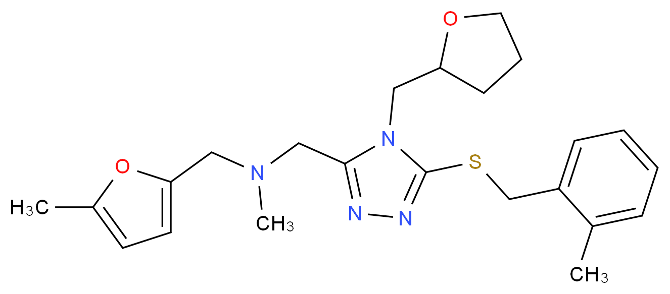 N-methyl-1-[5-[(2-methylbenzyl)thio]-4-(tetrahydro-2-furanylmethyl)-4H-1,2,4-triazol-3-yl]-N-[(5-methyl-2-furyl)methyl]methanamine_分子结构_CAS_)