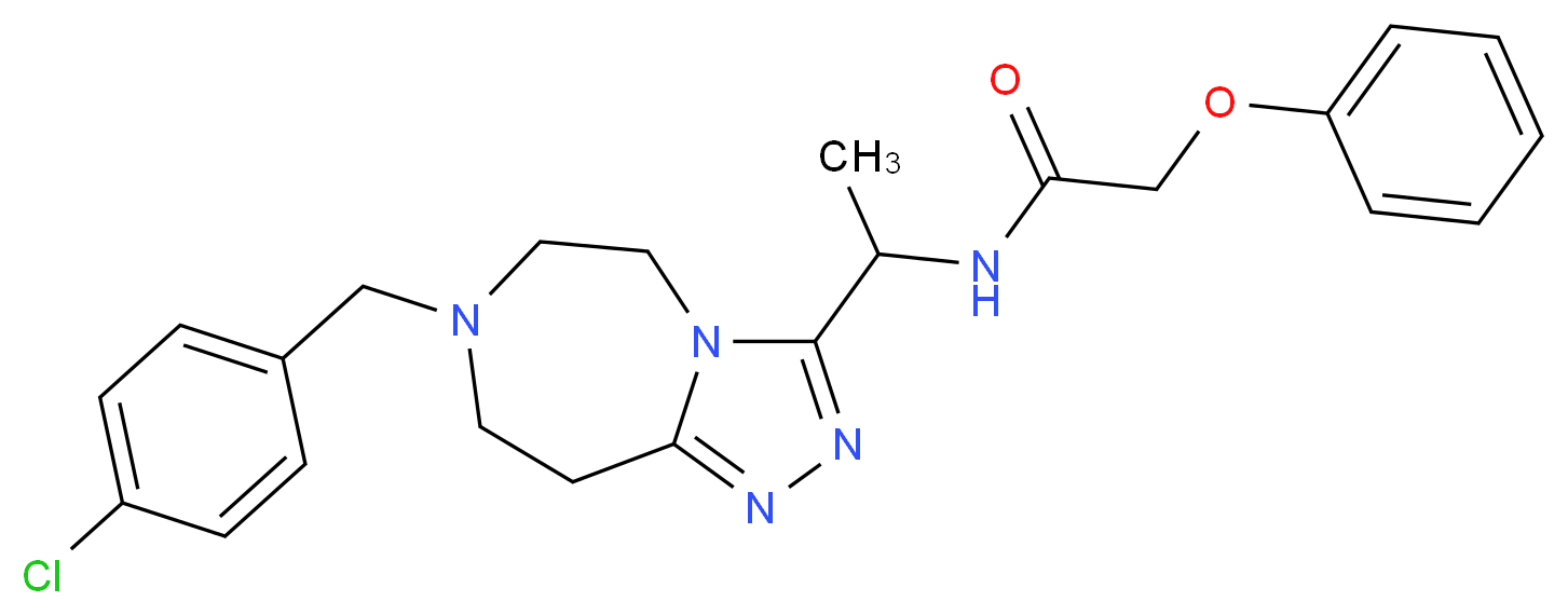 N-{1-[7-(4-chlorobenzyl)-6,7,8,9-tetrahydro-5H-[1,2,4]triazolo[4,3-d][1,4]diazepin-3-yl]ethyl}-2-phenoxyacetamide_分子结构_CAS_)